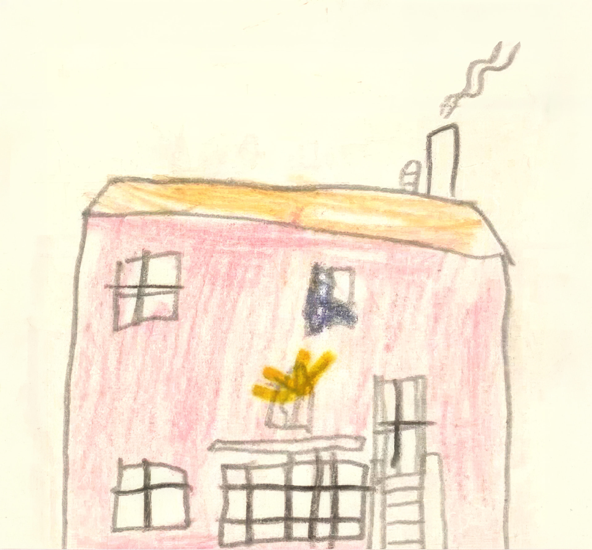Child's crayon drawing of The Pink House
